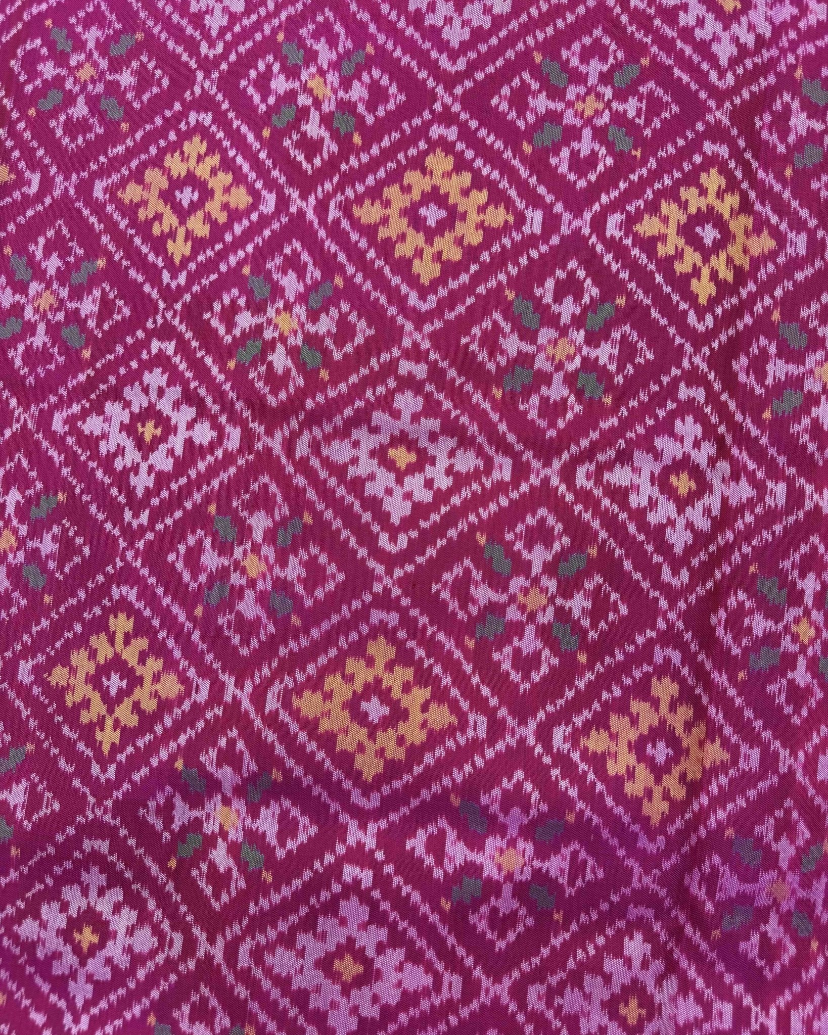 Blue & Pink Panchanda Semi Double Ikat Patola Saree - SindhoiPatolaArt