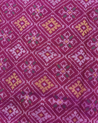 Blue & Pink Panchanda Semi Double Ikat Patola Saree - SindhoiPatolaArt
