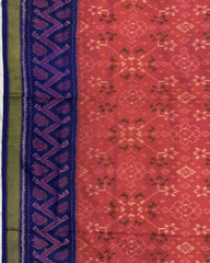 Blue & Pinkish Red Navratan Patola Saree - SindhoiPatolaArt