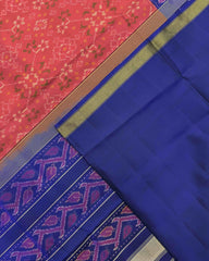 Blue & Pinkish Red Navratan Patola Saree - SindhoiPatolaArt