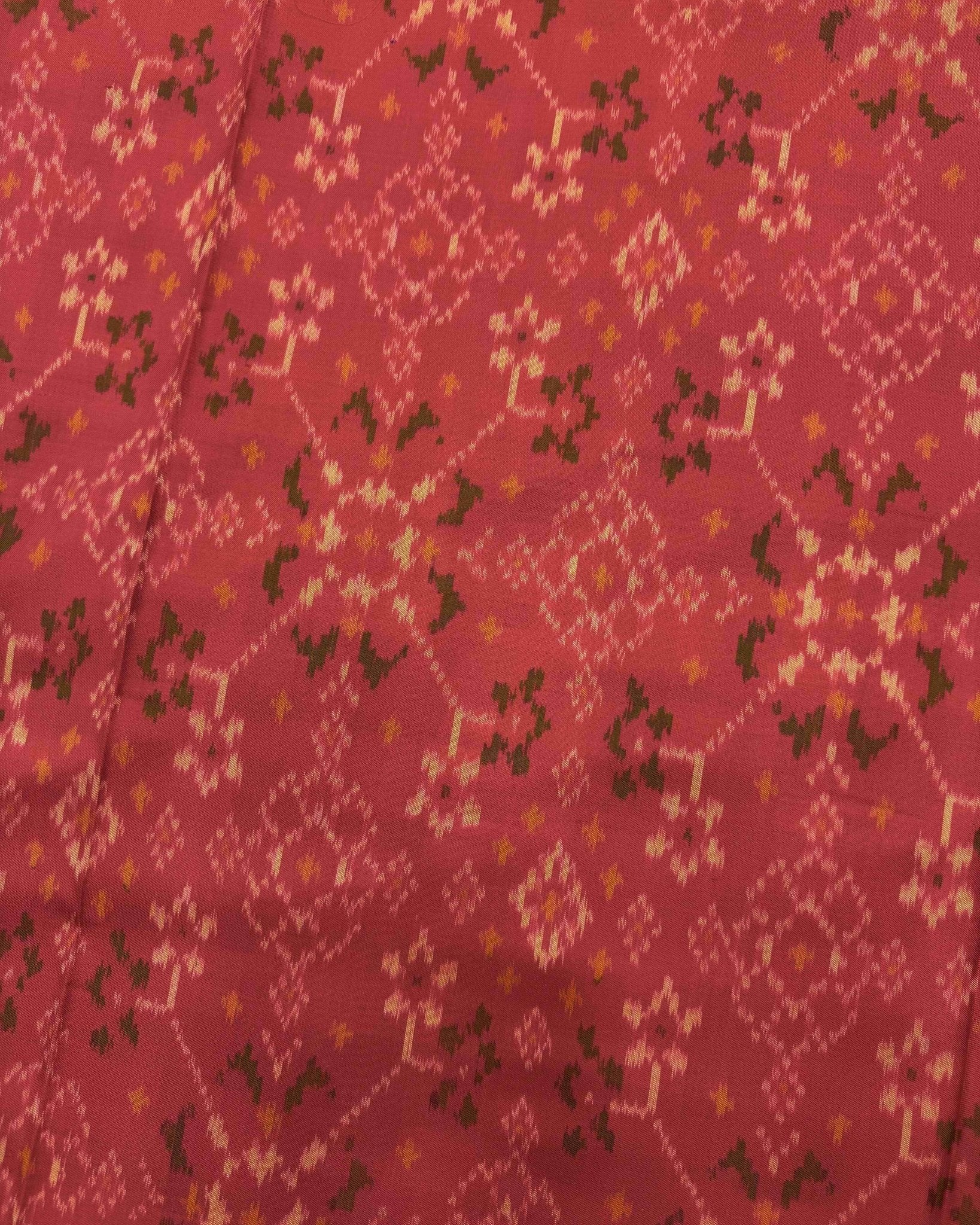 Blue & Pinkish Red Navratan Patola Saree - SindhoiPatolaArt