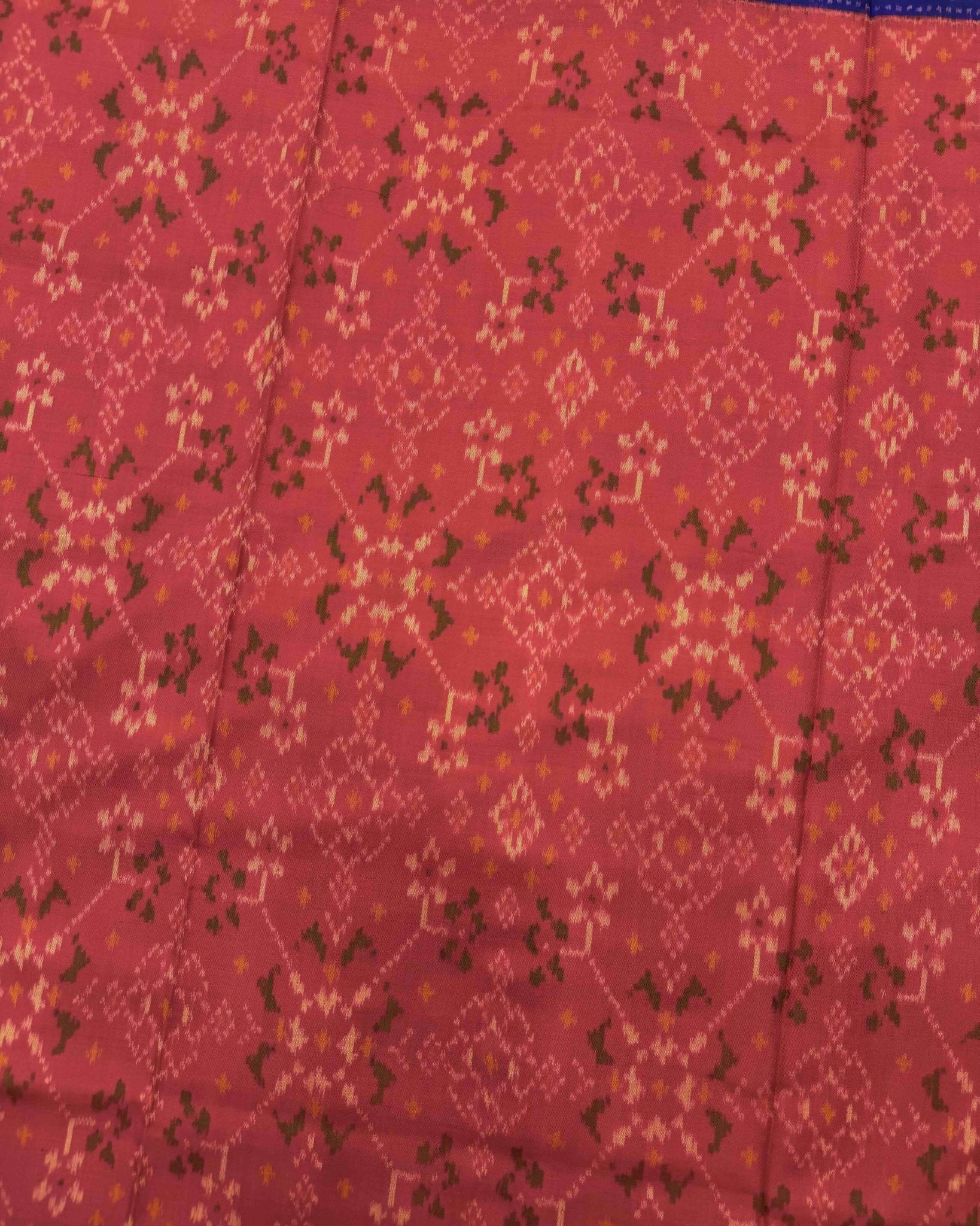 Blue & Pinkish Red Navratan Patola Saree - SindhoiPatolaArt