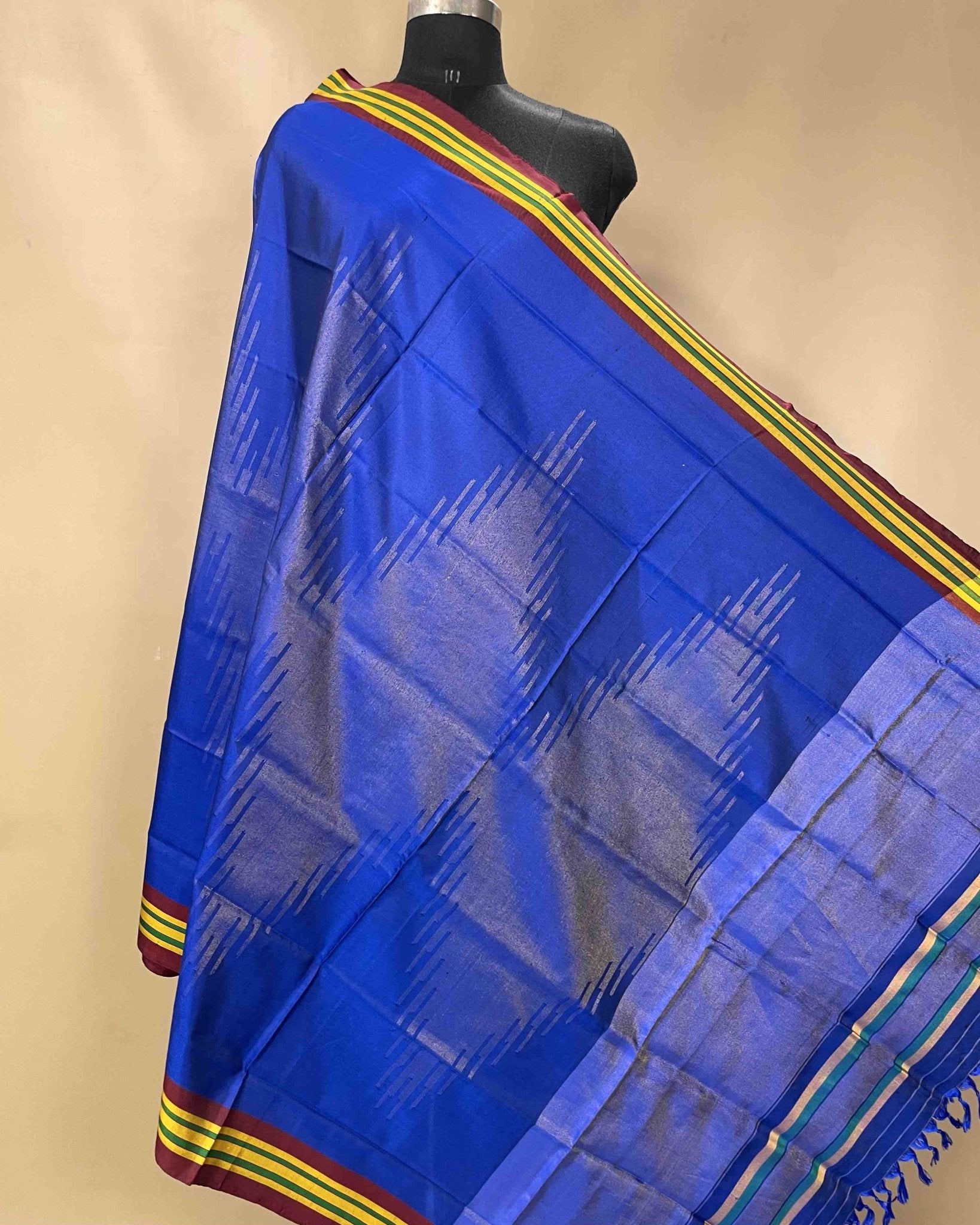 Blue Plain Fancy with Zari Patola Dupatta - SindhoiPatolaArt