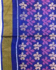Blue & Purle Fancy Flower With Swan Pallu Patola Saree - SindhoiPatolaArt