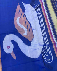 Blue & Purle Fancy Flower With Swan Pallu Patola Saree - SindhoiPatolaArt