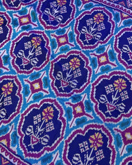 Blue & Purple Big Figure Flower Designer Patola Saree - SindhoiPatolaArt