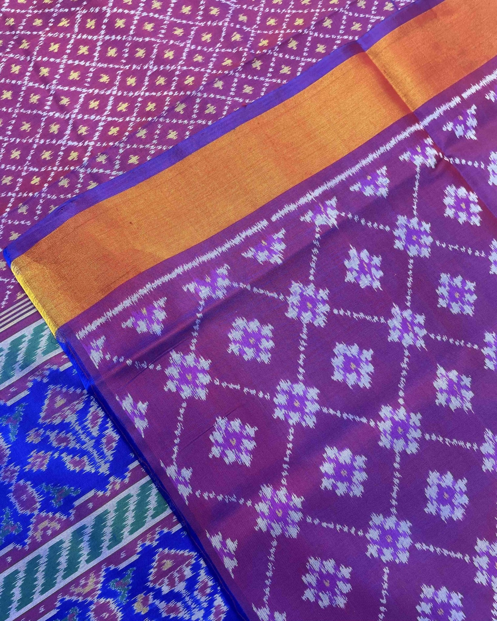 Blue & Purple Doted Patola Saree - SindhoiPatolaArt
