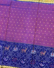 Blue & Purple Doted with Star Narikunj Scut Border Patola Saree - SindhoiPatolaArt