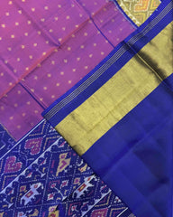 Blue & Purple Doted with Star Narikunj Scut Border Patola Saree - SindhoiPatolaArt