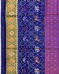 Blue & Purple Doted with Star Narikunj Scut Border Patola Saree - SindhoiPatolaArt