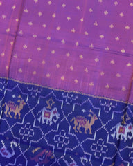 Blue & Purple Doted with Star Narikunj Scut Border Patola Saree - SindhoiPatolaArt