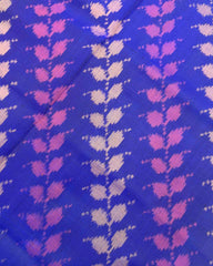 Blue & Purple Leaves Leheriya With Tree Pallu Patola Saree - SindhoiPatolaArt