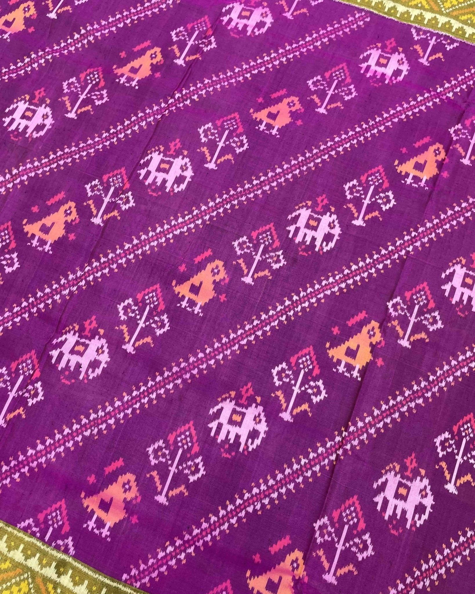 Blue & Purple Leheriya Narikunj Designer Patola Saree - SindhoiPatolaArt
