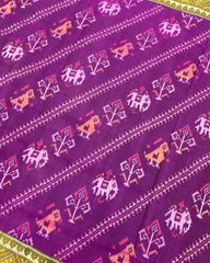 Blue & Purple Leheriya Narikunj Designer Patola Saree - SindhoiPatolaArt