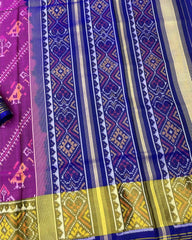 Blue & Purple Leheriya Narikunj Designer Patola Saree - SindhoiPatolaArt