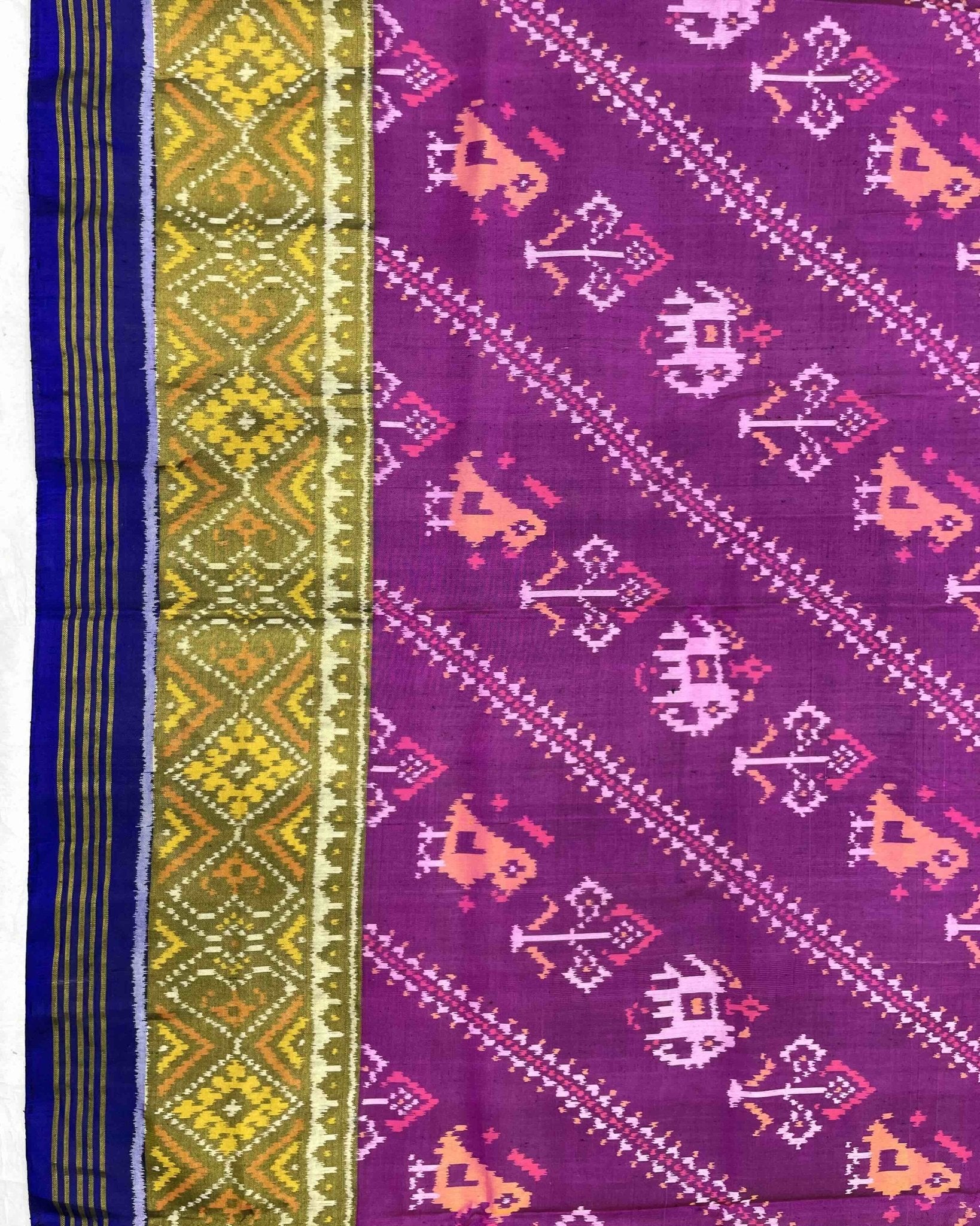 Blue & Purple Leheriya Narikunj Designer Patola Saree - SindhoiPatolaArt