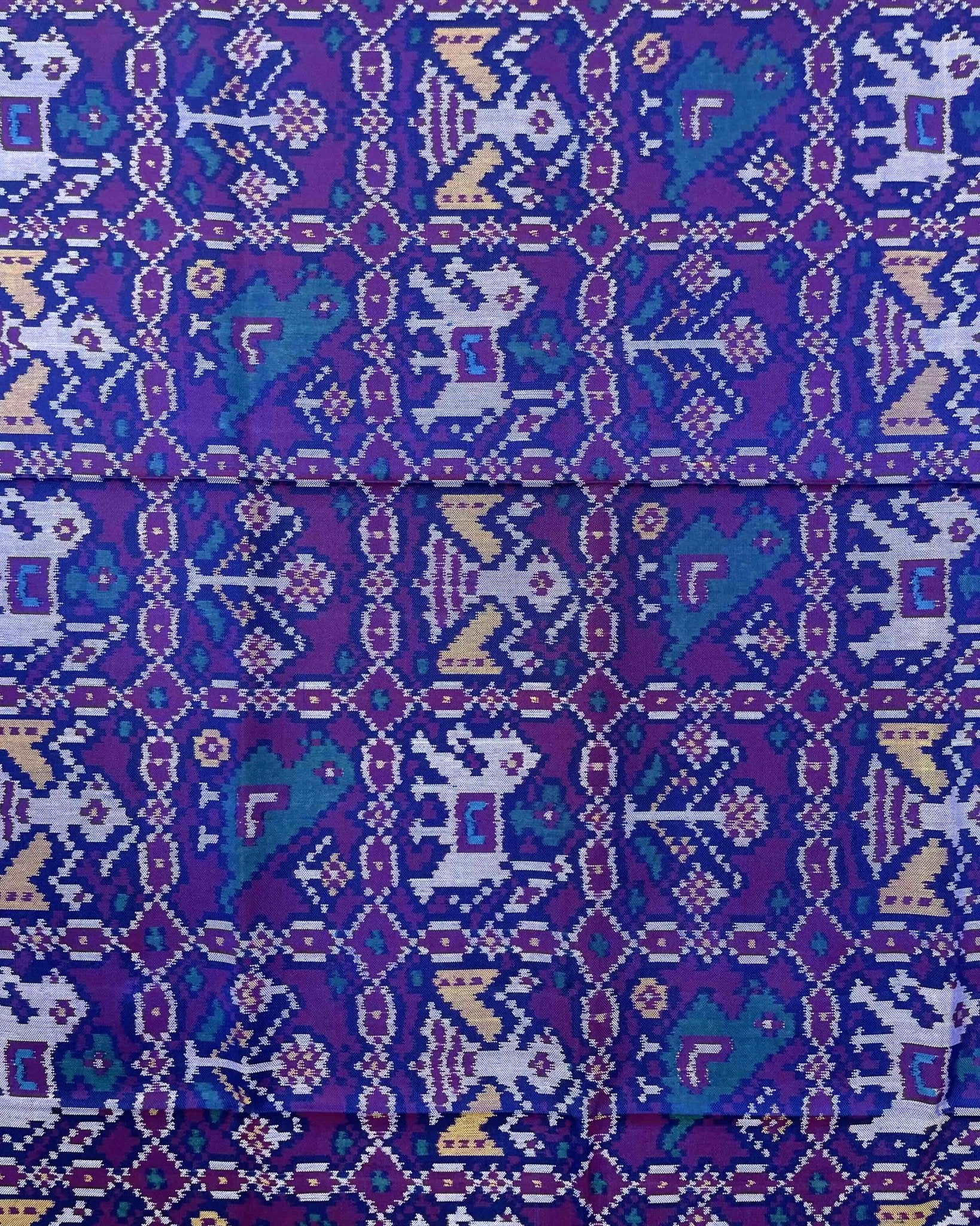 Blue & Purple Narikunj Designer Patola Dupatta - SindhoiPatolaArt