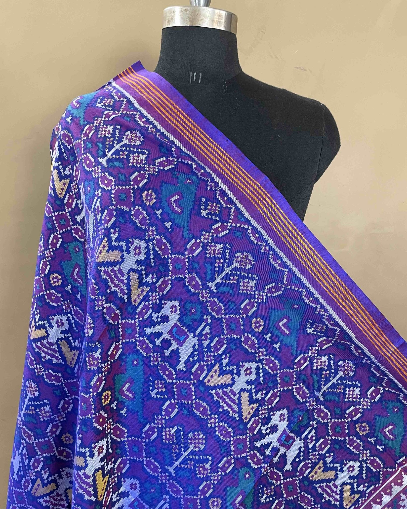 Blue & Purple Narikunj Designer Patola Dupatta - SindhoiPatolaArt