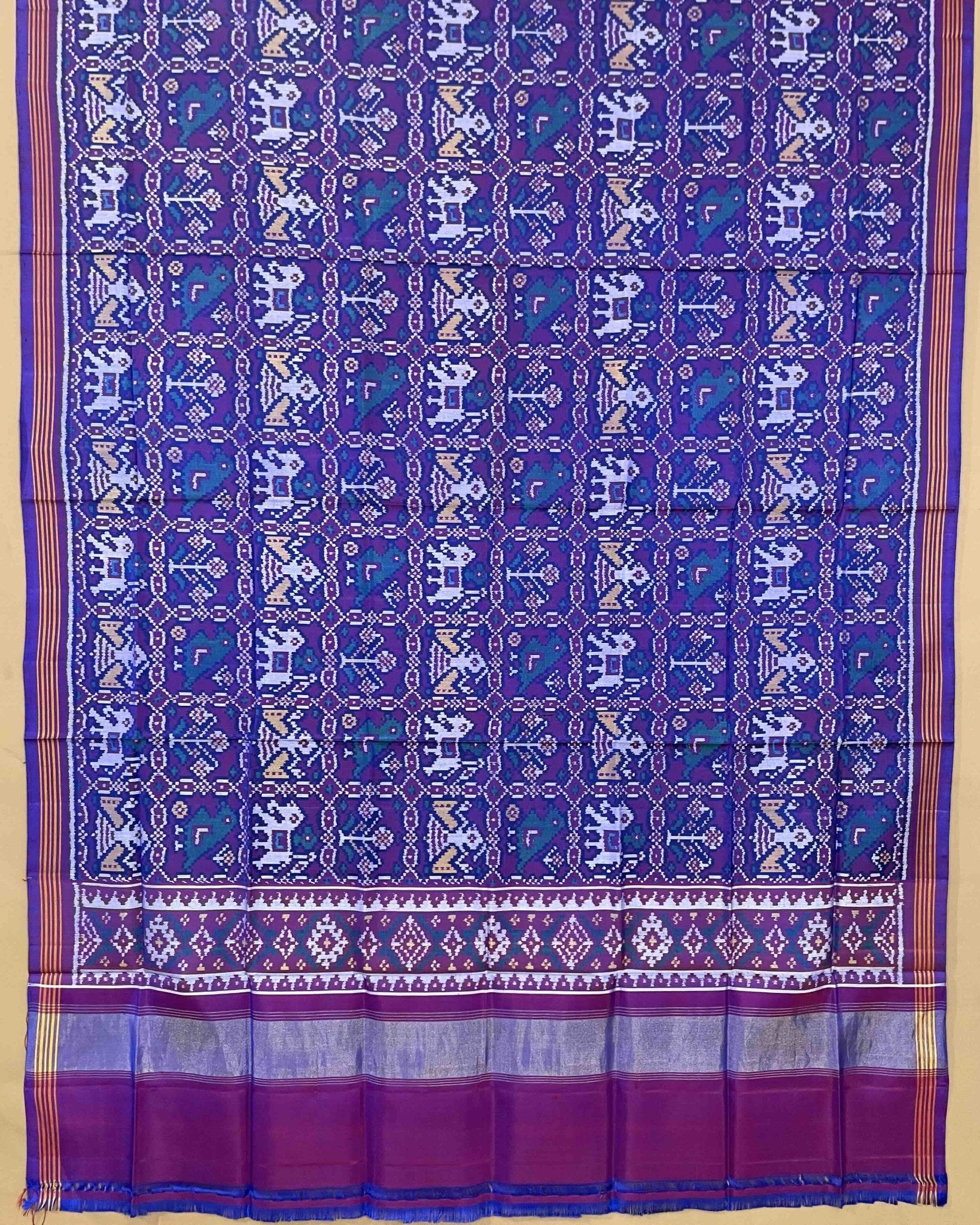 Blue & Purple Narikunj Designer Patola Dupatta - SindhoiPatolaArt