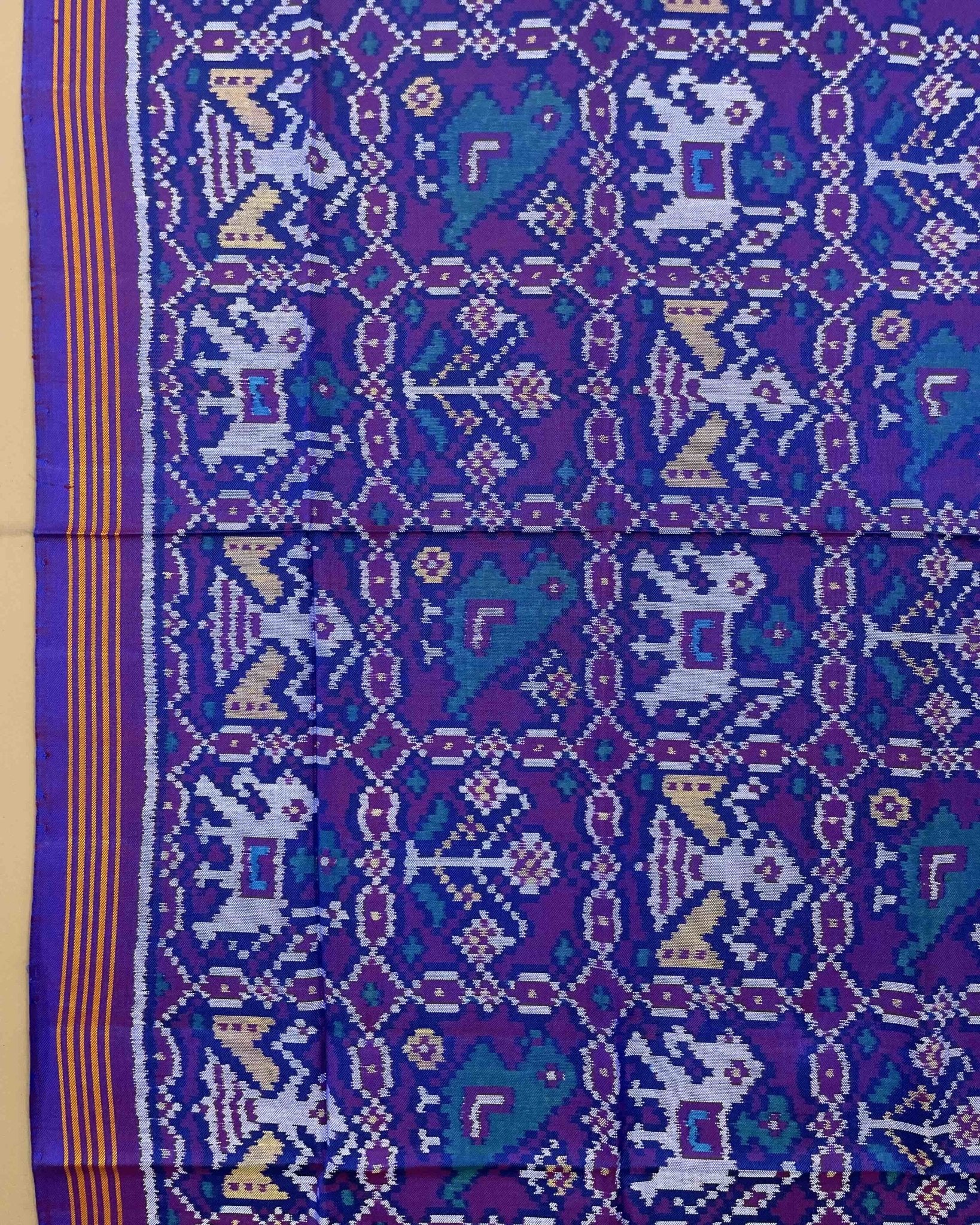 Blue & Purple Narikunj Designer Patola Dupatta - SindhoiPatolaArt