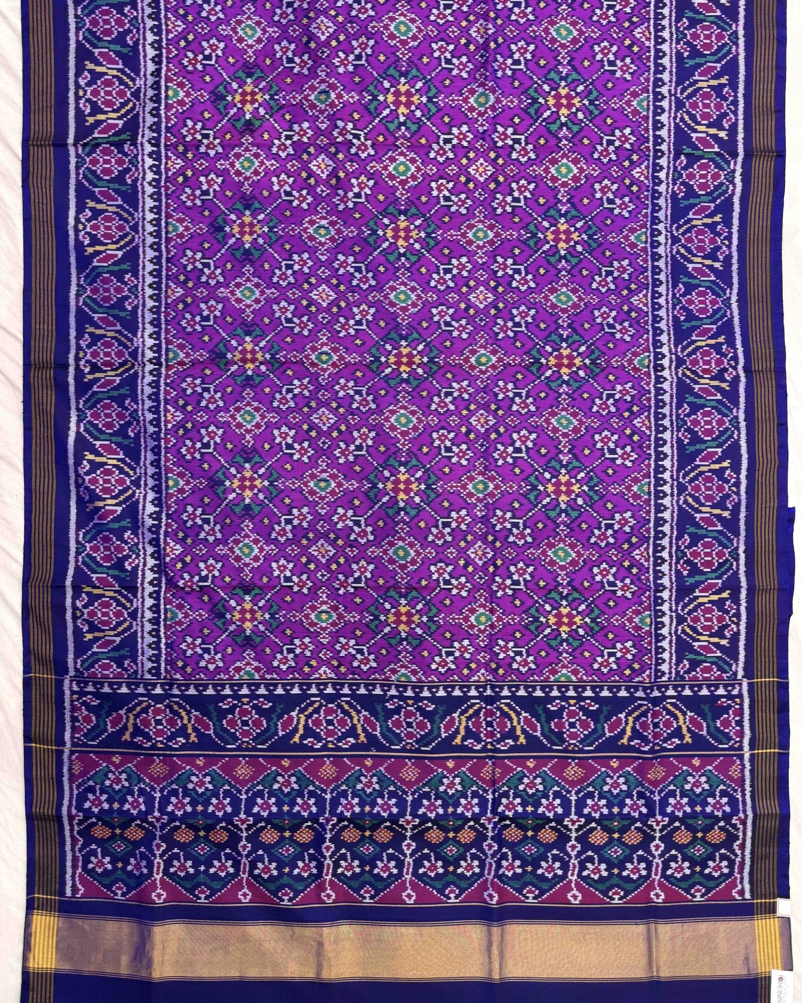 Blue & Purple Navratan Patola Saree - SindhoiPatolaArt