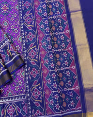 Blue & Purple Navratan Patola Saree - SindhoiPatolaArt