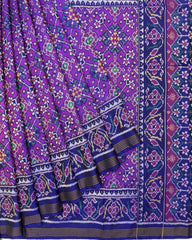 Blue & Purple Navratan Patola Saree - SindhoiPatolaArt