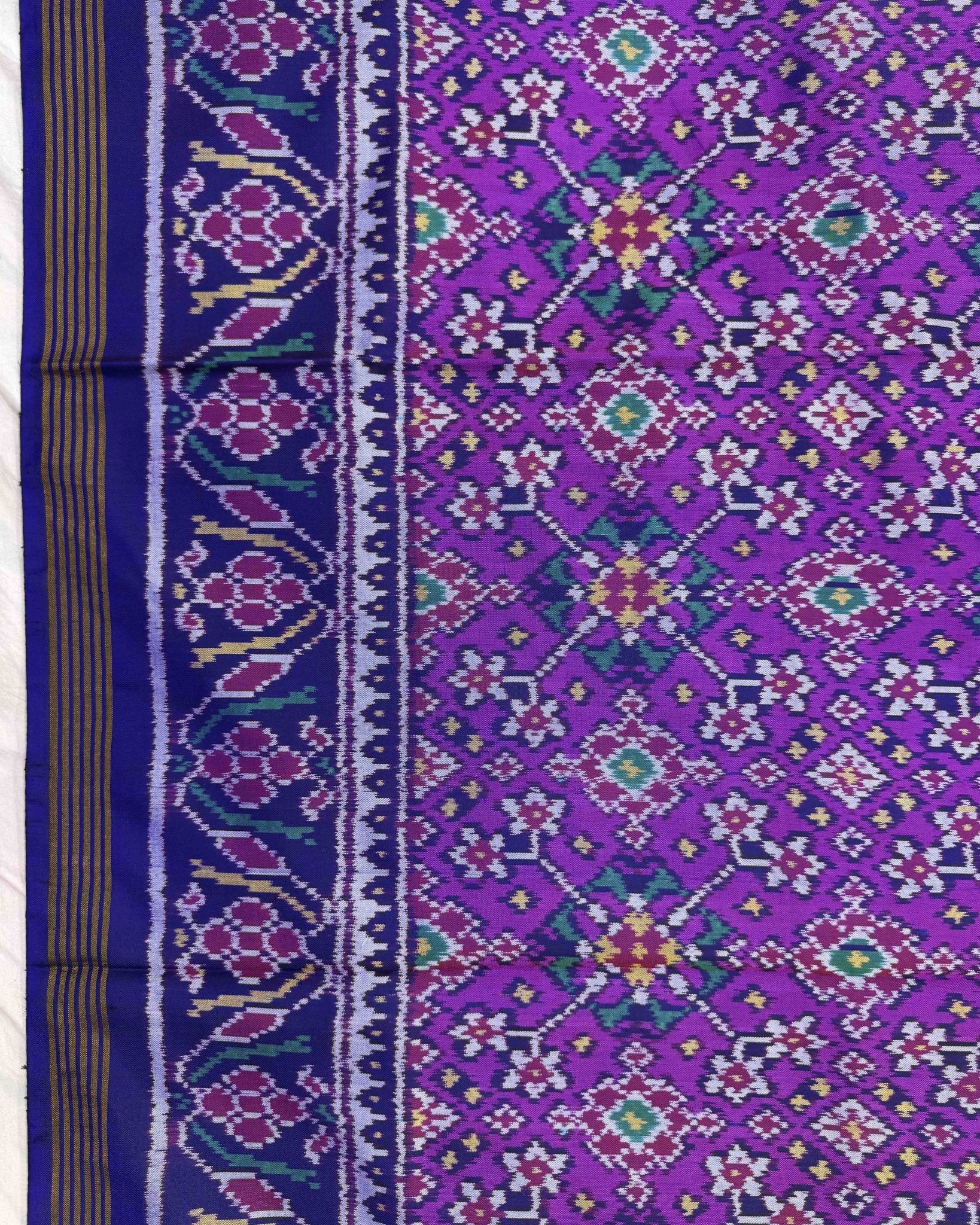 Blue & Purple Navratan Patola Saree - SindhoiPatolaArt