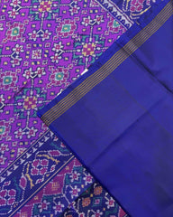 Blue & Purple Navratan Patola Saree - SindhoiPatolaArt