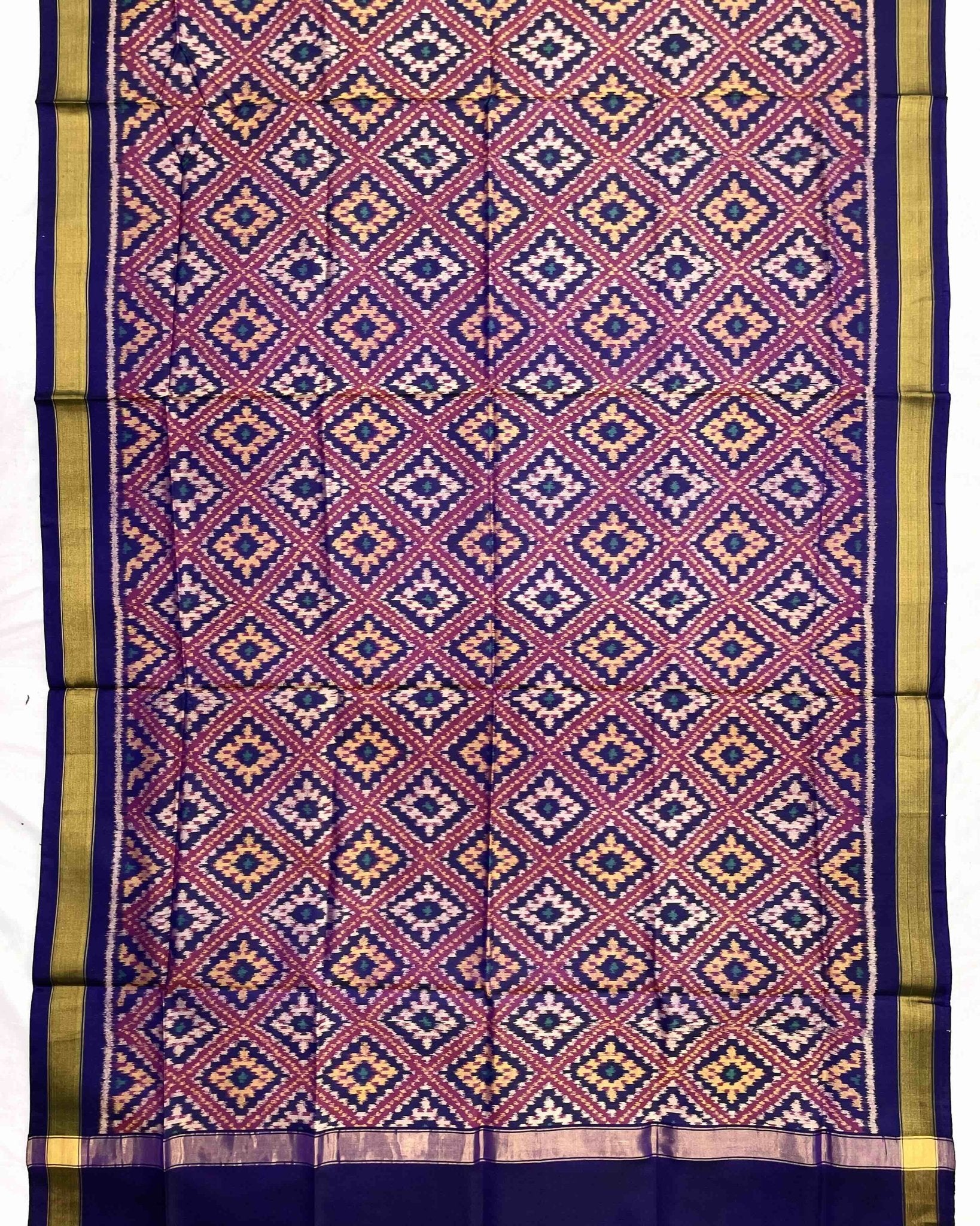 Blue & Purple Panchanda Patola Dupatta - SindhoiPatolaArt