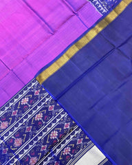 Blue & Purple Plain Patola Saree - SindhoiPatolaArt