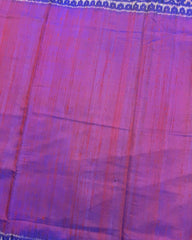 Blue & Purple Plain Raw Silk Patola Saree - SindhoiPatolaArt