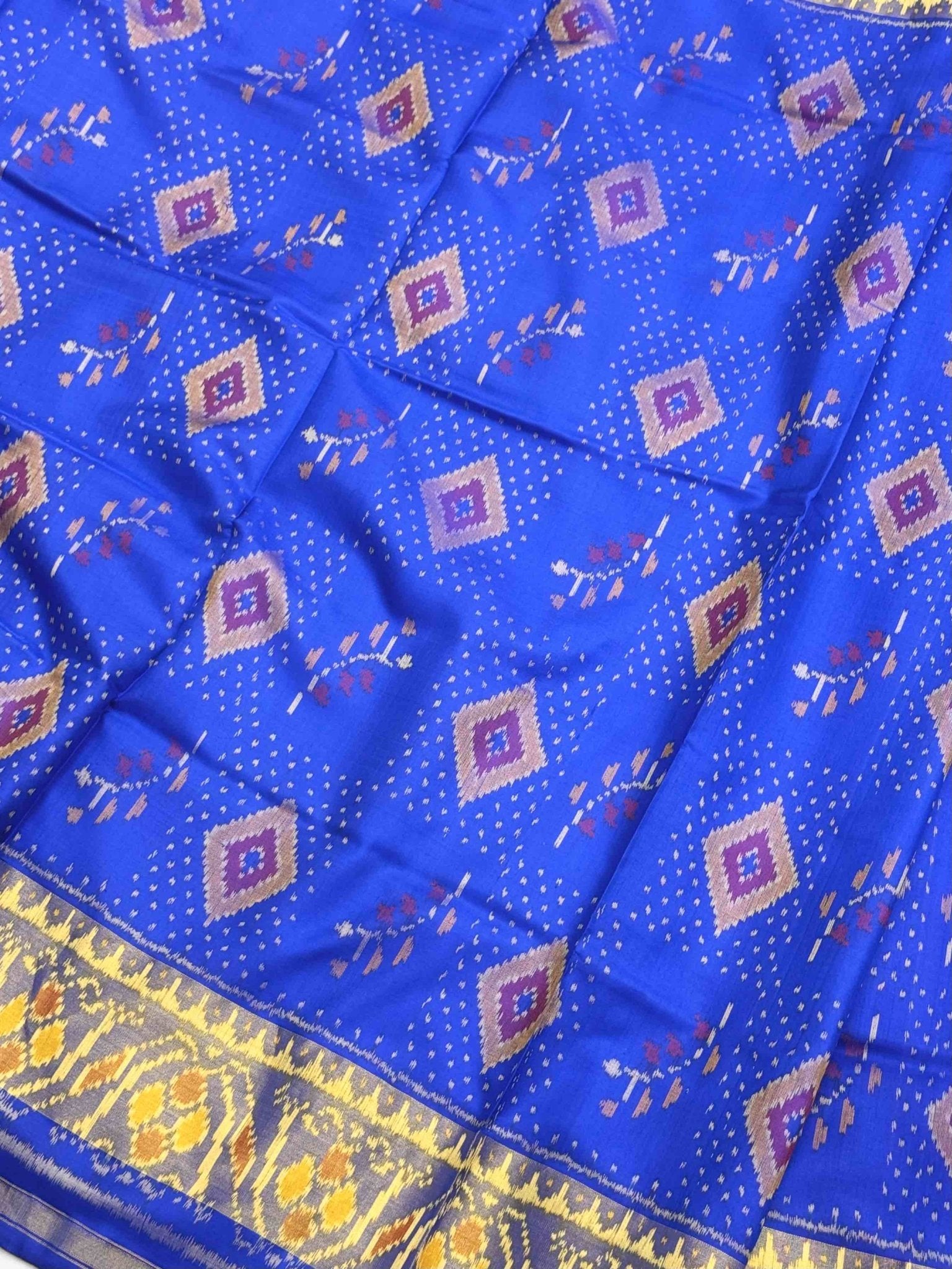 Blue Rajkoti Patola Saree - SindhoiPatolaArt