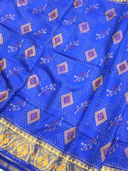Blue Rajkoti Patola Saree - SindhoiPatolaArt