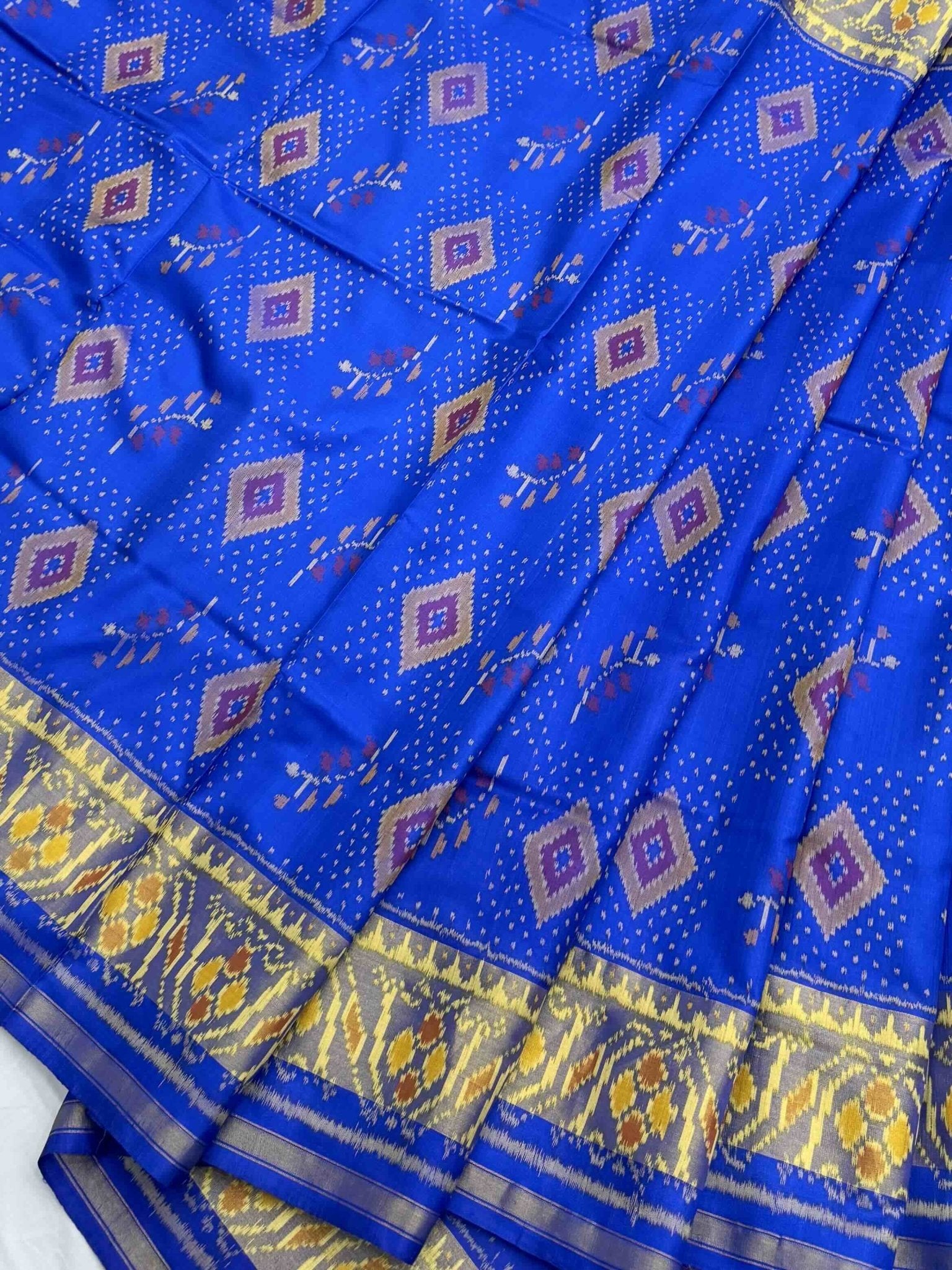 Blue Rajkoti Patola Saree - SindhoiPatolaArt