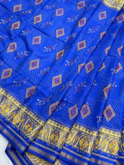 Blue Rajkoti Patola Saree - SindhoiPatolaArt
