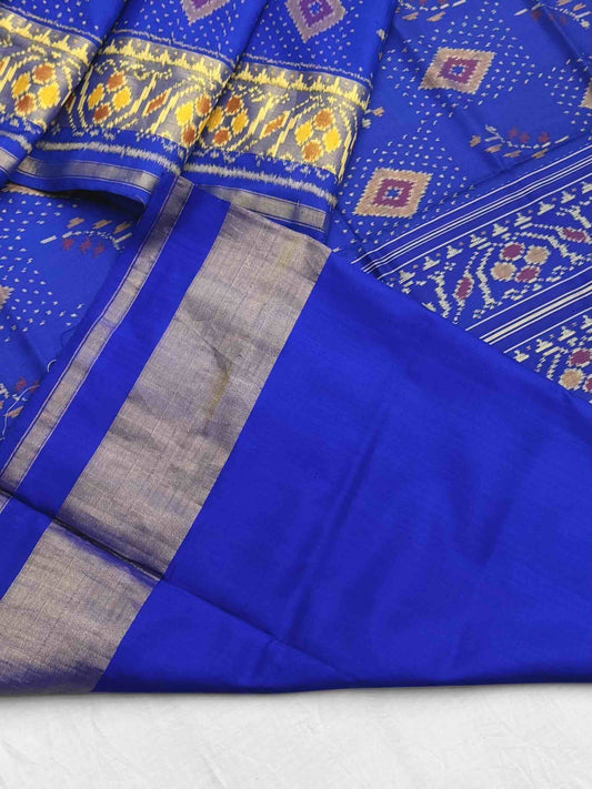 Blue Rajkoti Patola Saree - SindhoiPatolaArt