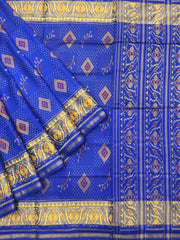 Blue Rajkoti Patola Saree - SindhoiPatolaArt