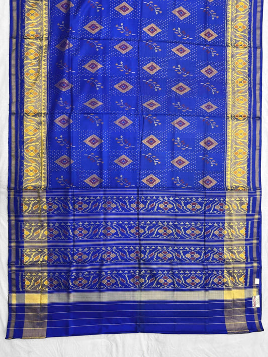 Blue Rajkoti Patola Saree - SindhoiPatolaArt