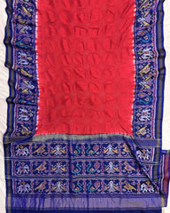 Blue & Red Designer Patola Bandhej - SindhoiPatolaArt