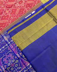 Blue & Red Manekchowk Designer Patola Saree - SindhoiPatolaArt