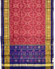 Blue & Red Manekchowk Designer Patola Saree - SindhoiPatolaArt