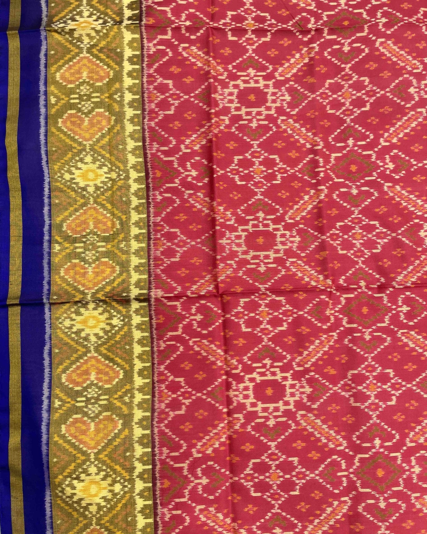 Blue & Red Manekchowk Designer Patola Saree - SindhoiPatolaArt