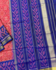 Blue & Red Navratan Manekchowk Mix Patola Saree - SindhoiPatolaArt