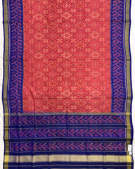 Blue & Red Navratan Manekchowk Mix Patola Saree - SindhoiPatolaArt