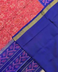 Blue & Red Navratan Manekchowk Mix Patola Saree - SindhoiPatolaArt