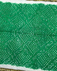 Blue & Sea Green Patola Bandhani Saree - SindhoiPatolaArt