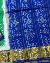Blue & Sea Green Patola Bandhani Saree - SindhoiPatolaArt