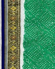 Blue & Sea Green Patola Bandhani Saree - SindhoiPatolaArt