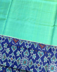 Blue & Sea Green Plain Manekchowk Navratan Mix Scut Border Patola Saree - SindhoiPatolaArt